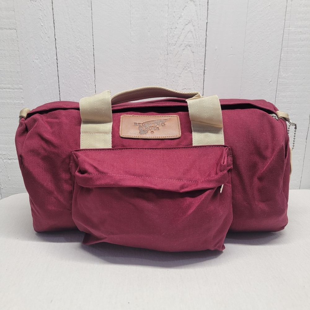 Red Wing Shoes Heritage Duffel Bag Burgundy Leather Patch Travel Weekender